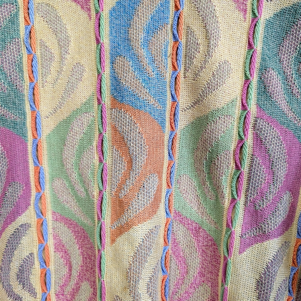 Mens Vintage Sweater Medium Colorful Print 90s style Cotton Blend St. Croix Oggi - Picture 8 of 10